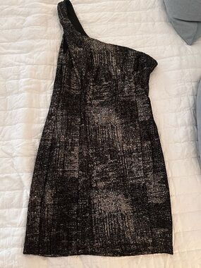 ASTR One-Shoulder Black and Silver Shimmer Cocktail Dress